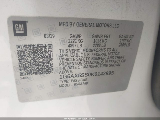 2019 CADILLAC CTS 1G6AX5SS0K0142995 Photo 8