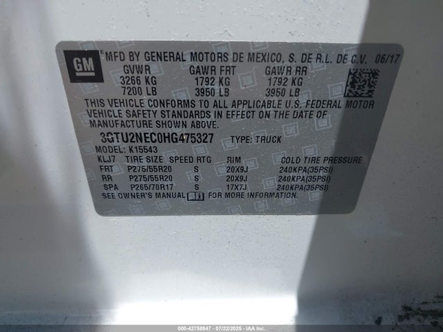 3GTU2NEC0HG475327 GMC l83 -spark ignited direct injection, variable valve timing, afm, e85 max, alum