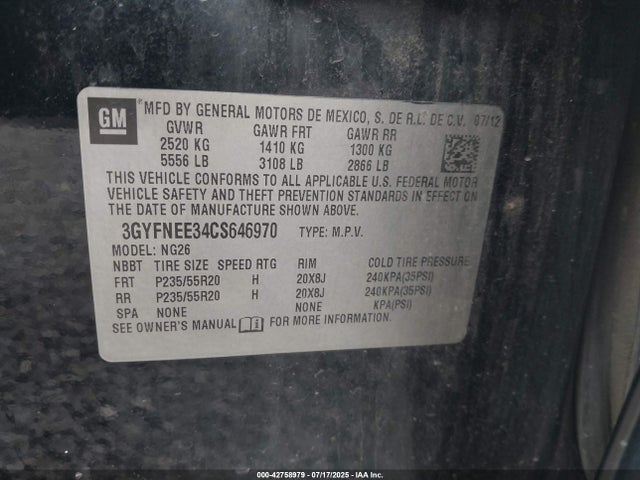 2012 CADILLAC SRX 3GYFNEE34CS646970 Photo 8
