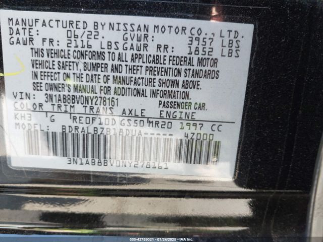 2022 NISSAN SENTRA 3N1AB8BV0NY278161 Photo 8