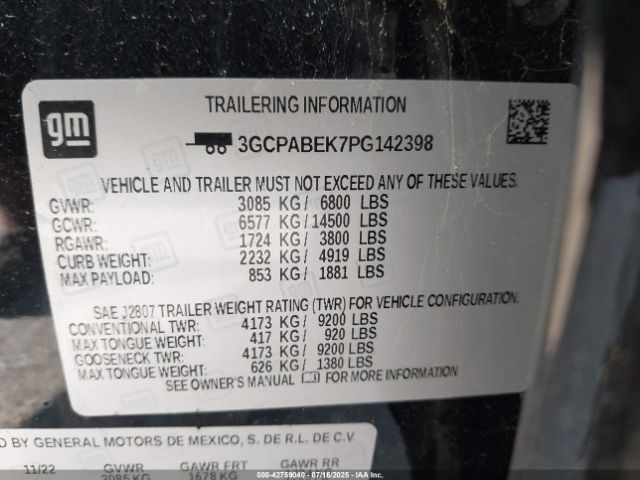 2023 CHEVROLET SILVERADO 1500 3GCPABEK7PG142398 Photo 8