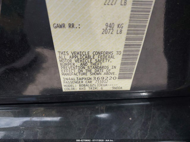 Nissan 2016 2016 1N4AL3APXGN369220 Image 9