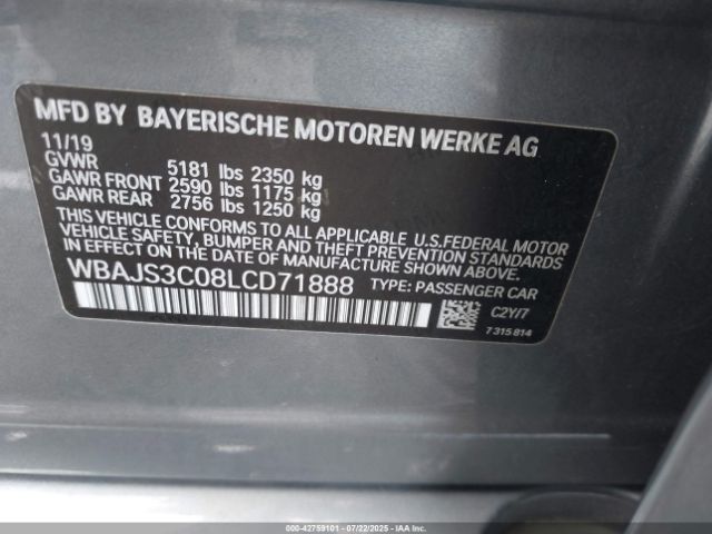 2020 BMW 540I WBAJS3C08LCD71888 Photo 8