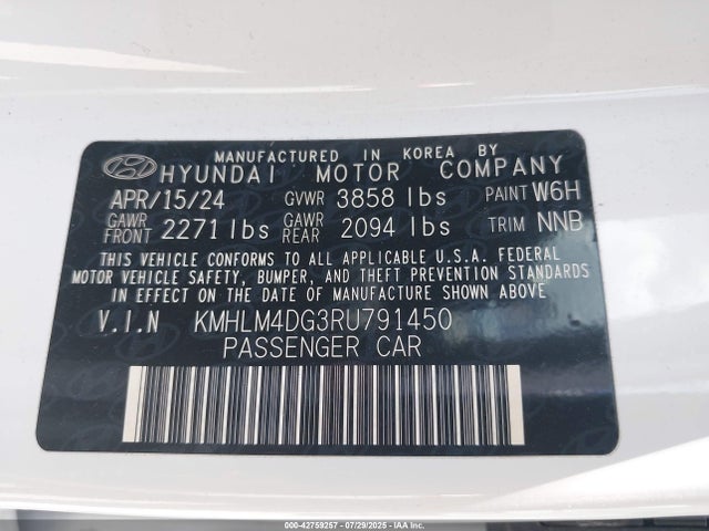 KMHLM4DG3RU791450 Hyundai mpi nu pe