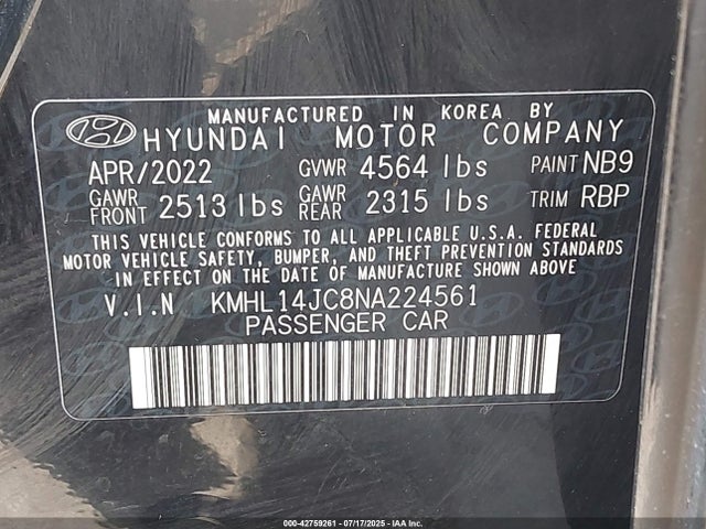 KMHL14JC8NA224561 Hyundai t-gdi theta iii
