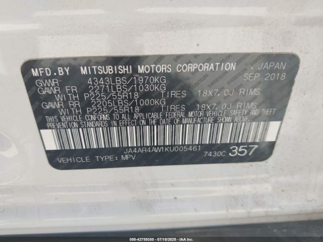 2019 MITSUBISHI OUTLANDER SPORT JA4AR4AW1KU005461 Photo 8