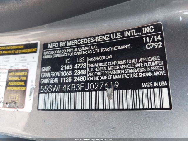 2015 MERCEDES-BENZ C 300 55SWF4KB3FU027619 Photo 8