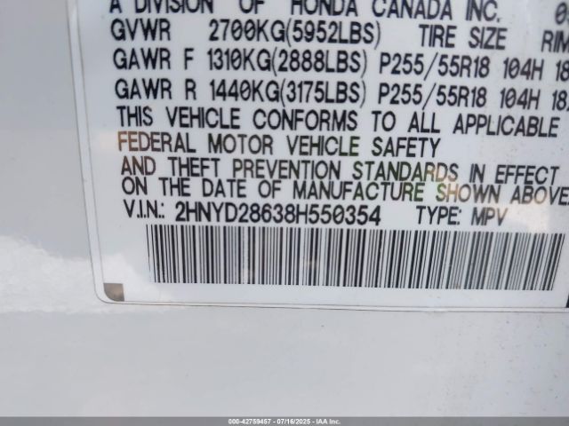 2008 ACURA MDX 2HNYD28638H550354 Photo 8