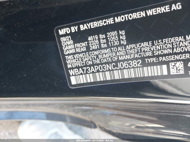 BMW 430I 2022 WBA73AP03NCJ06382 Image 9