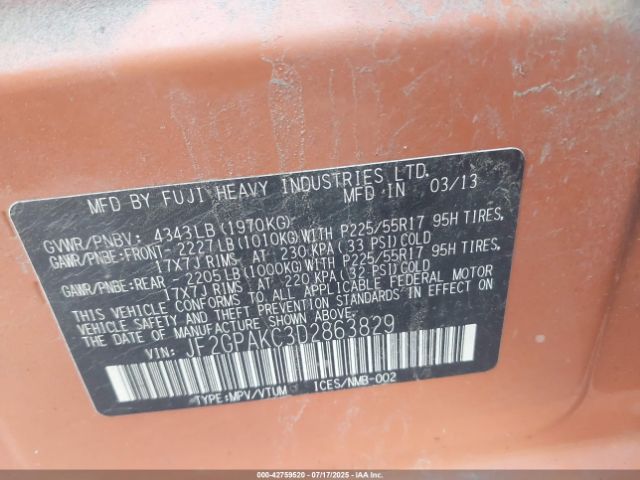 2013 SUBARU XV CROSSTREK JF2GPAKC3D2863829 Photo 8