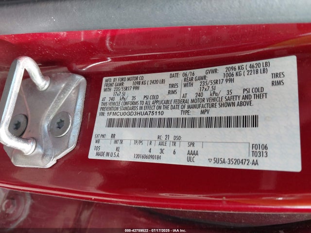 1FMCU0GD3HUA75110 Ford gtdi sigma w/premium fuel