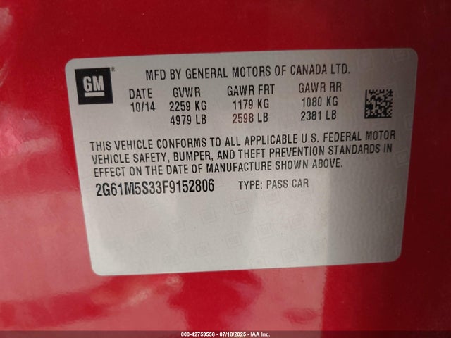 2015 CADILLAC XTS 2G61M5S33F9152806 Photo 8