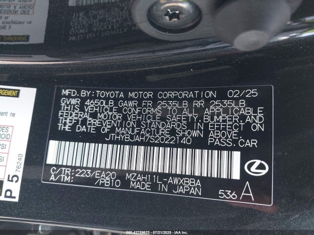 Lexus m20a-fxs 2025 JTHYBJAH7S2022140 Image 9