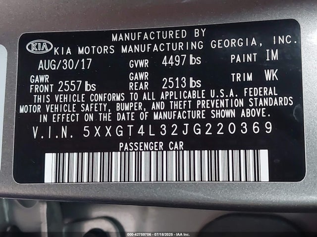 2018 KIA OPTIMA 5XXGT4L32JG220369 Photo 8