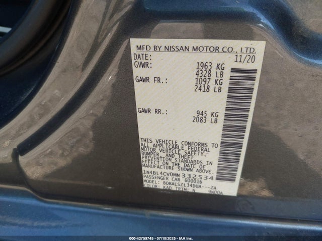 1N4BL4CV0MN332534 Nissan Altima