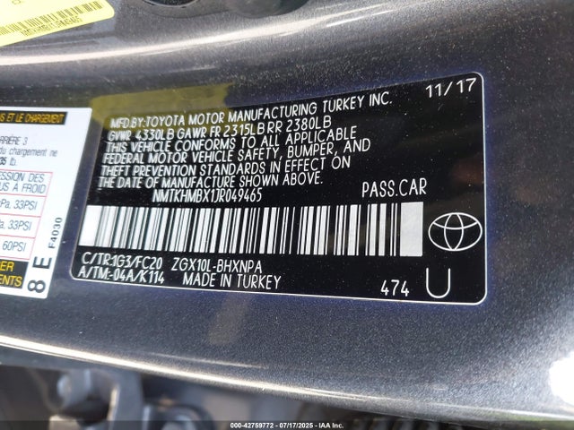 NMTKHMBX1JR049465 Toyota 3zr-fae