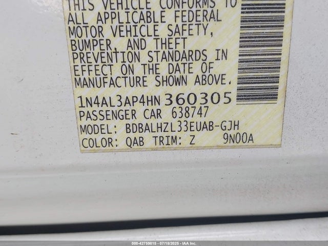 1N4AL3AP4HN360305 Nissan 2017