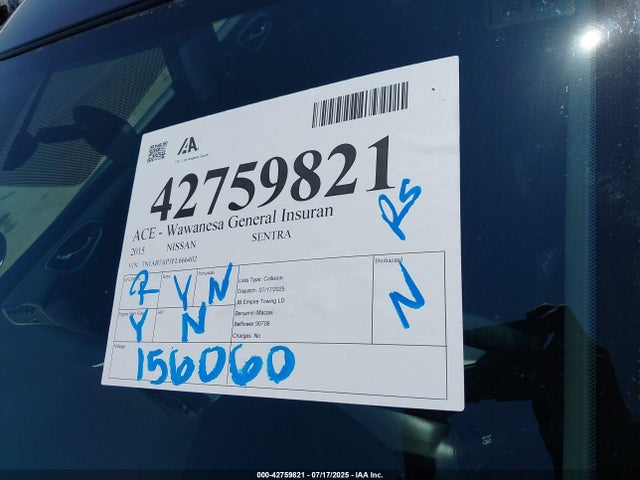 3N1AB7AP3FL666402 Nissan Sentra