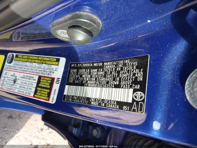 2T1BURHE6GC563524 Toyota 2zr-fe