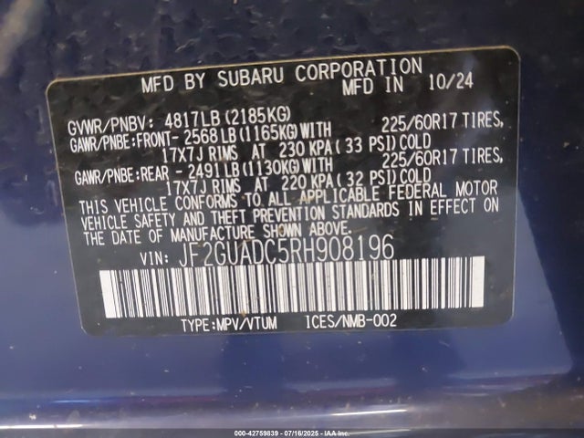 JF2GUADC5RH908196 Subaru na