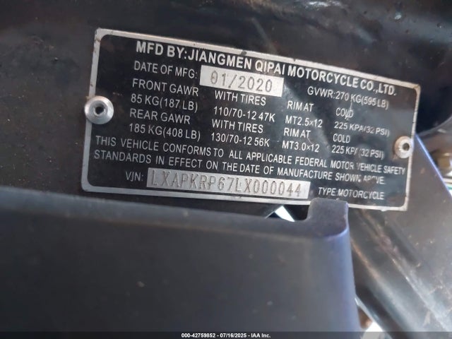 LXAPKRP67LX000044 Qipai 2020