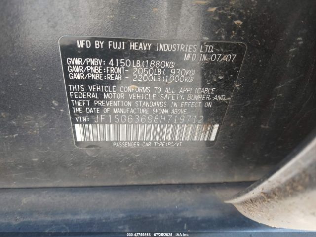 2008 SUBARU FORESTER JF1SG63698H719712 Photo 8