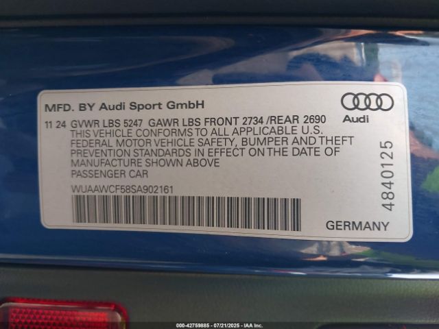 2025 AUDI RS 5 SPORTBACK WUAAWCF58SA902161 Photo 8
