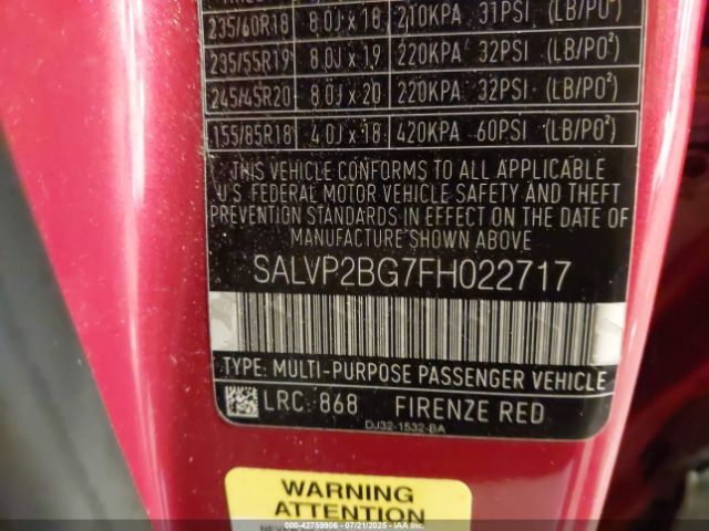 2015 LAND ROVER RANGE ROVER EVOQUE SALVP2BG7FH022717 Photo 8