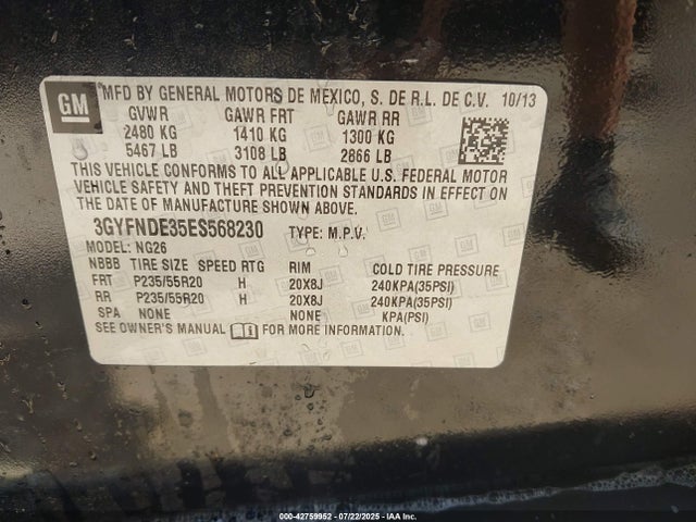2014 CADILLAC SRX 3GYFNDE35ES568230 Photo 8