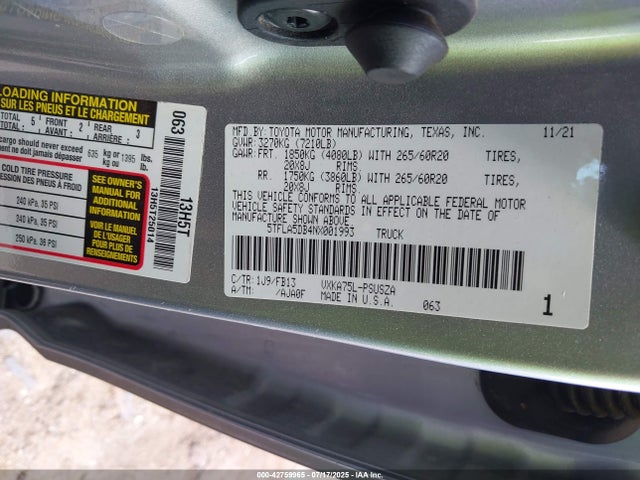 Toyota v35a-fts 2022 5TFLA5DB4NX001993 Image 9