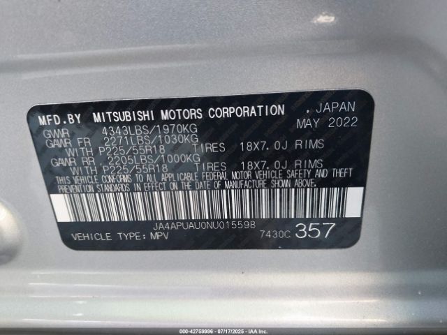 2022 MITSUBISHI OUTLANDER SPORT JA4APUAU0NU015598 Photo 8