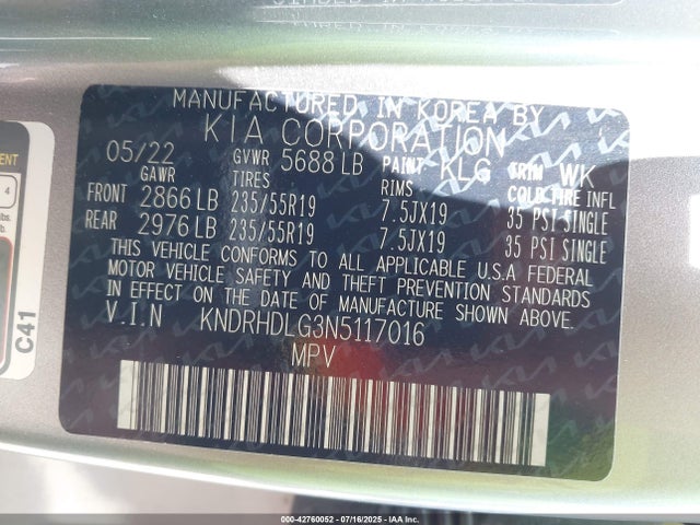 KNDRHDLG3N5117016 KIA t-gdi gamma-ii