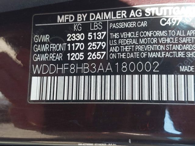 2010 MERCEDES-BENZ E 350 WDDHF8HB3AA180002 Photo 8