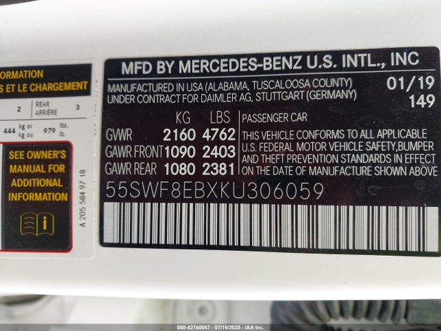 Mercedes-Benz m264 2019 55SWF8EBXKU306059 Image 9
