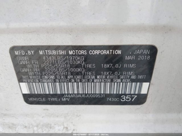 2018 MITSUBISHI OUTLANDER SPORT JA4AR3AU6JU009531 Photo 8