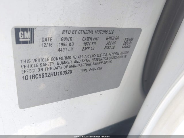 1G1RC6S52HU180329 Chevrolet l3a - di: direct injectio, vvt: variable valve timing, hybrid, gen 1