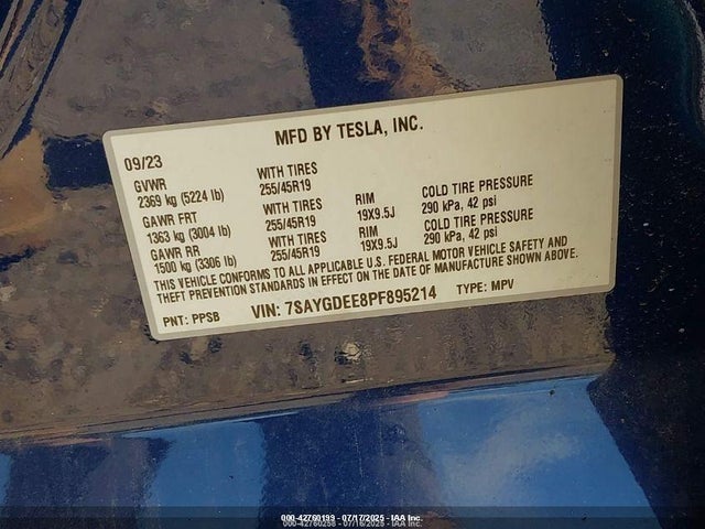 2023 TESLA MODEL Y 7SAYGDEE8PF895214 Photo 8