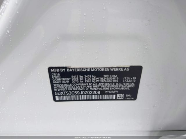 2018 BMW X3 5UXTS3C59J0Z02209 Photo 8