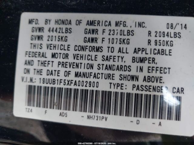 2015 ACURA TLX 19UUB1F5XFA002900 Photo 8