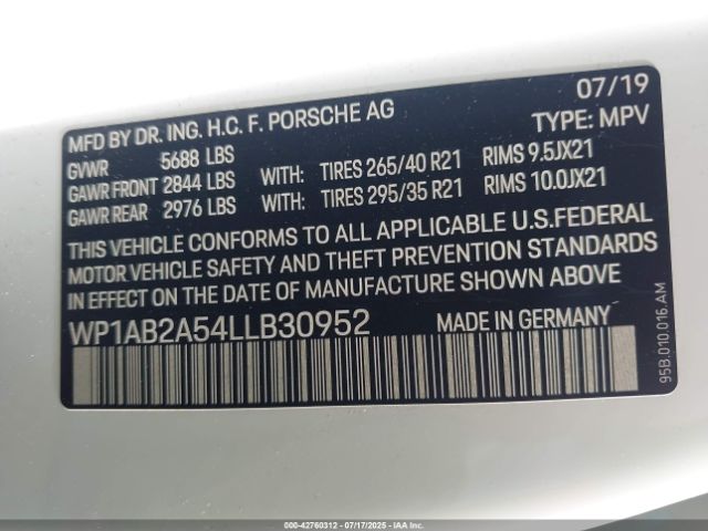 2020 PORSCHE MACAN WP1AB2A54LLB30952 Photo 8