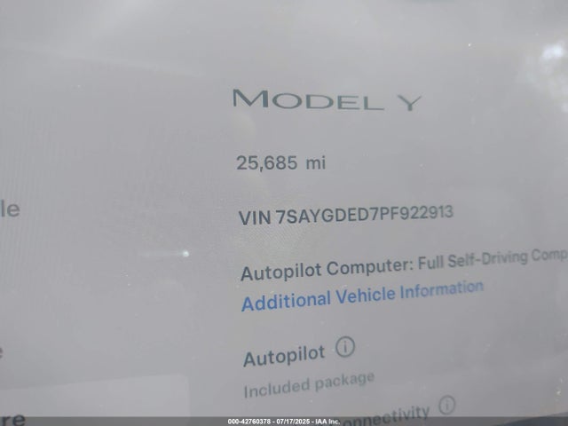 2023 TESLA MODEL Y 7SAYGDED7PF922913 Photo 6
