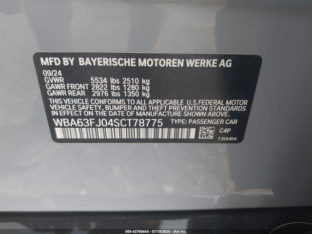 WBA63FJ04SCT78775 BMW 540I