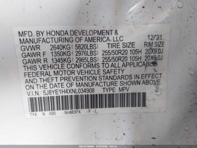 2022 ACURA MDX 5J8YE1H4XNL034908 Photo 8