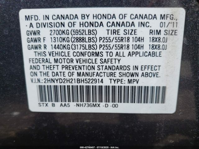 2011 ACURA MDX 2HNYD2H21BH522914 Photo 8