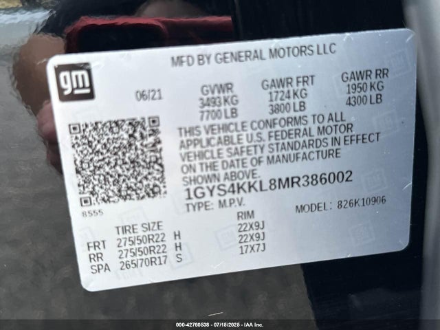 2021 CADILLAC ESCALADE 1GYS4KKL8MR386002 Photo 8