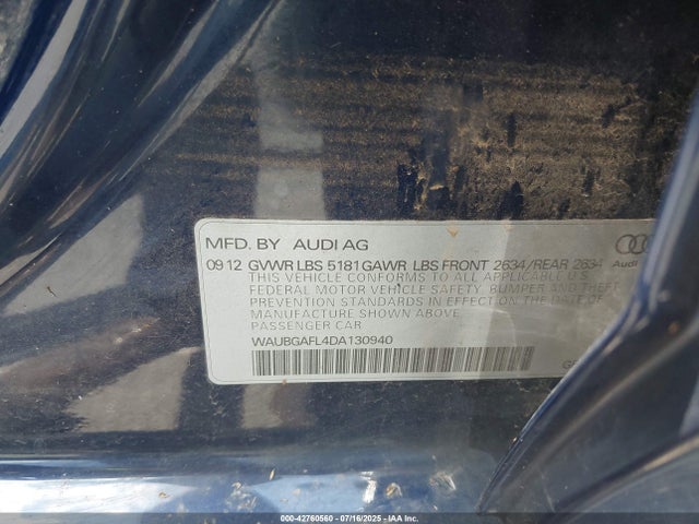 2013 AUDI S4 WAUBGAFL4DA130940 Photo 8