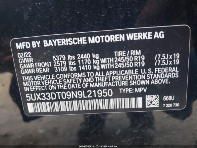 2022 BMW X4 5UX33DT09N9L21950 Photo 8