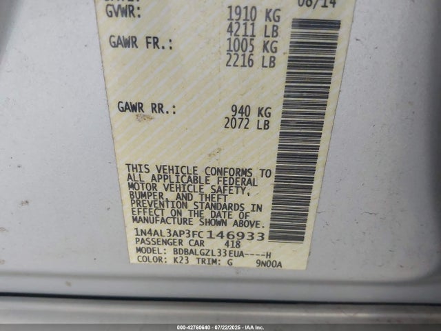 Nissan 2015 2015 1N4AL3AP3FC146933 Image 9