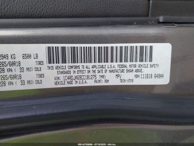2012 DODGE DURANGO 1C4RDJAG9CC181275 Photo 8