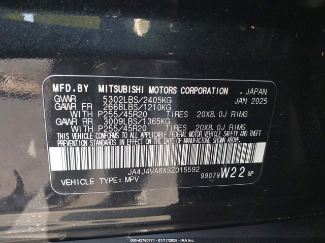 2025 MITSUBISHI OUTLANDER JA4J4VA8XSZ015592 Photo 8
